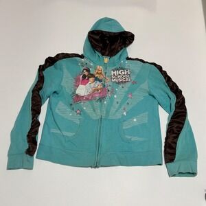 Vintage Disney High School Musical Hoodie XL 18/20 Teal Zip Up Retro 2000s‎